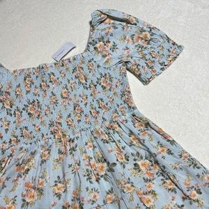 NWT Light Blue Floral American Eagle Sun Dress with Pockets E10